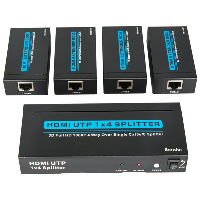 4 porturi HDMI UTP 1x4 Splitter over Cat5e single \/ 6 Cu 4 receptoare de până la 60m