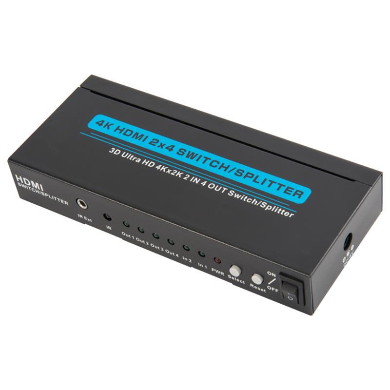4K \/ 30Hz HDMI 2x4 Switcher \/ Splitter Support 3D Ultra HD 4Kx2K \/ 30Hz
