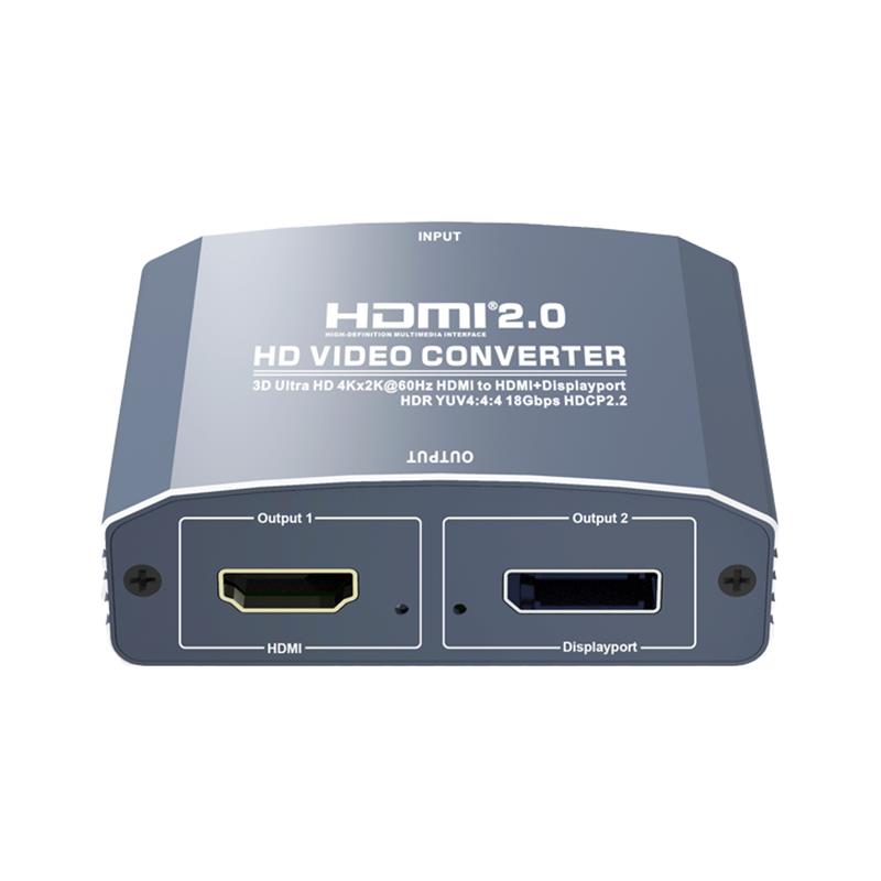 3D Ultra HD 4Kx2K @ 60Hz HDMI to HDMI + DP Converter Support HDMI2.0 18 Gbps HDR YUV4: 4: 4 HDCP2.2